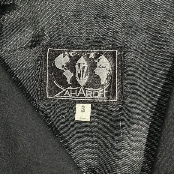 Vintage Unique Cotton Zaharoff Women's Double Breasted Black Jacket - Picture 4 of 6